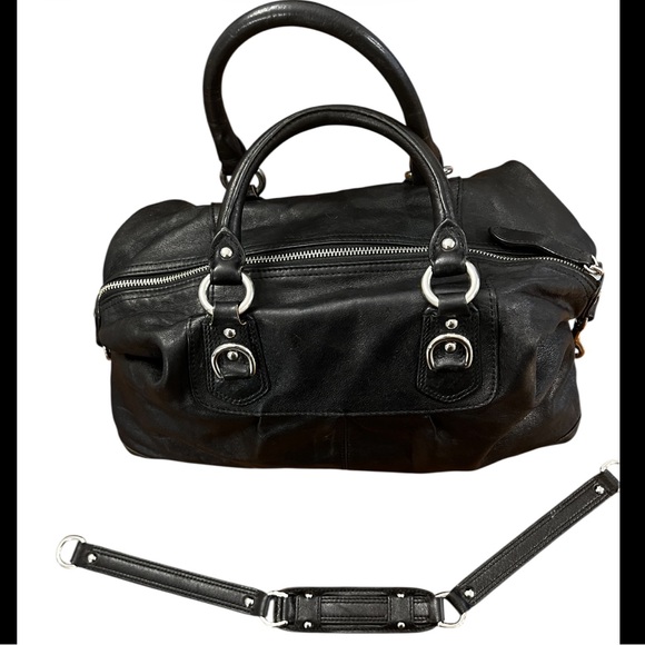 Vintage Coach Ashley Large Black Leather Satchel Purse Bag F15447 - Picture 6 of 14